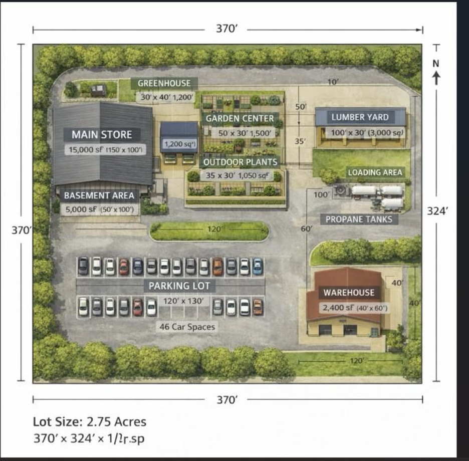Example site plan with measurements
