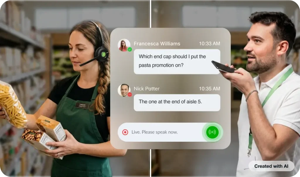 Replace walkie-talkies with intuitive AI retail headsets - Created with AI